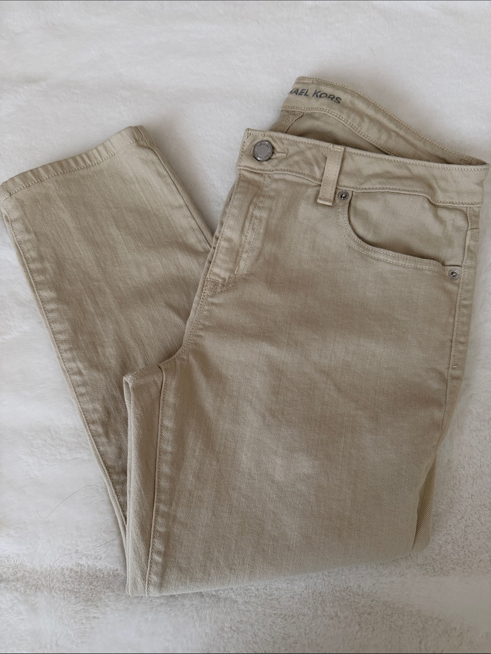 Michael Kors Neutral Beige Cropped Jeans